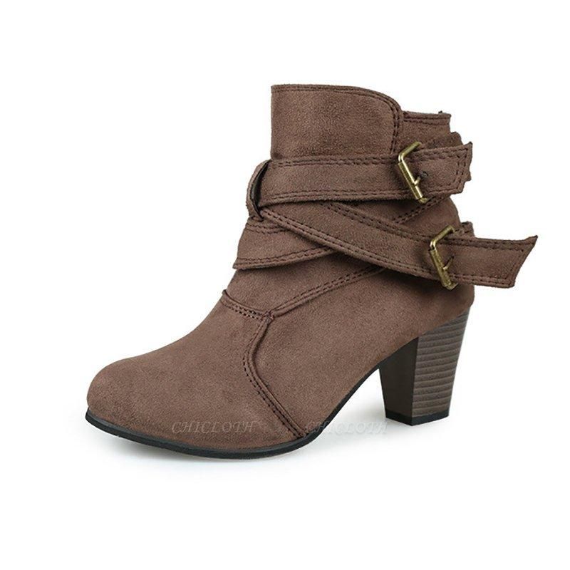 Suede Buckle Chunky Women'S Winter Fashion Boots 2021 | Chicloth
