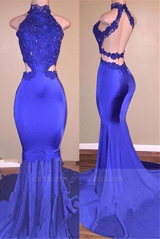 A| Chicloth Lace Appliques Mermaid Evening Gowns | 2019 Prom Dress
