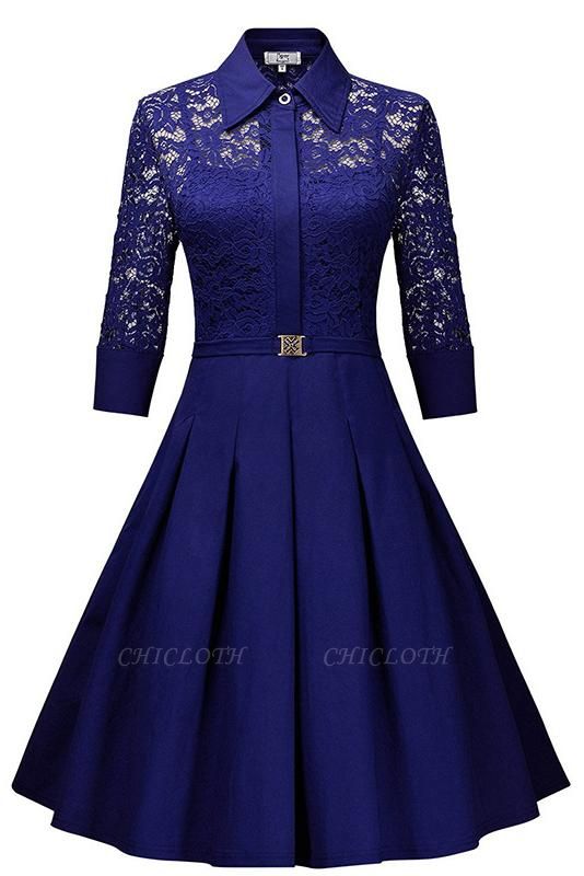 A| Chicloth Women's V-Line Dress Medium Bright Blue