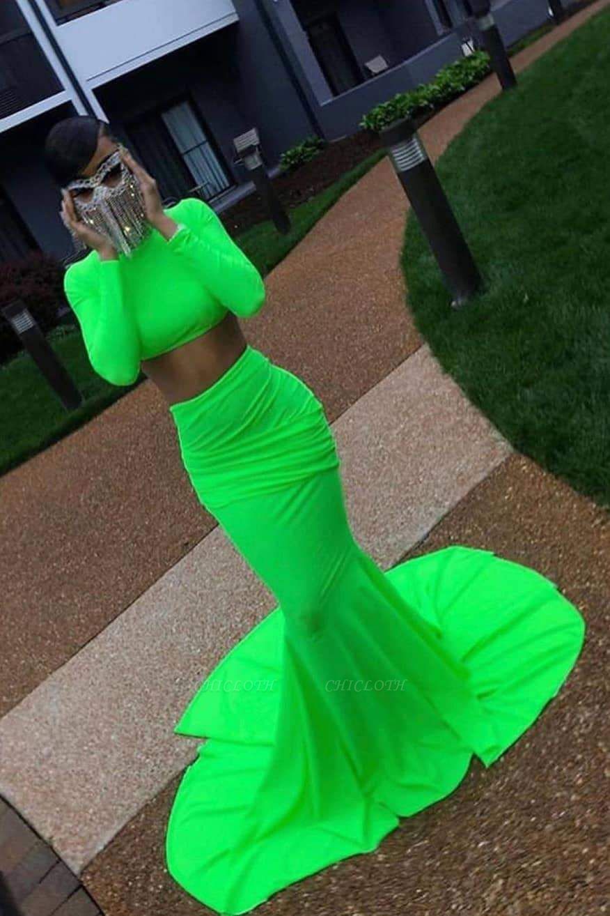 Chicloth Chic Glorious Two Piece Prom Long Sleeves Floor Length Evening Dress