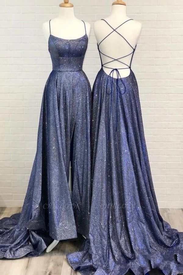 ZY508 Blue Prom Dresses Cheap Evening Dresses Long Glitter