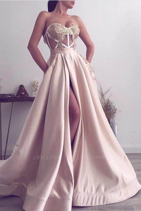ZY509 Evening Dresses Online Champagne Prom Dresses Long Cheap