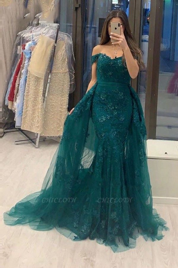 ZY602 Elegant Evening Dresses Green Prom Dresses With Lace
