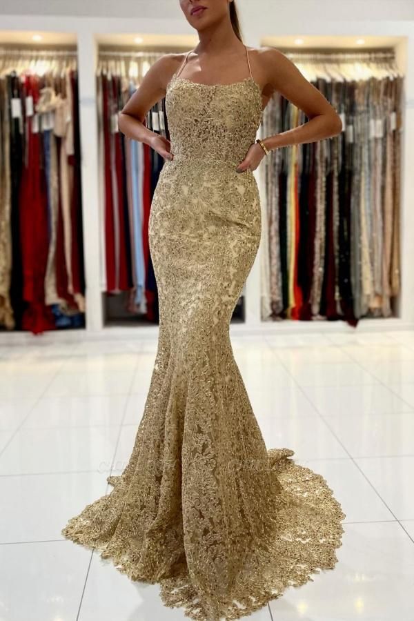 ZY642 Gold Evening Dresses Long Lace Buy Cheap Prom Dresses