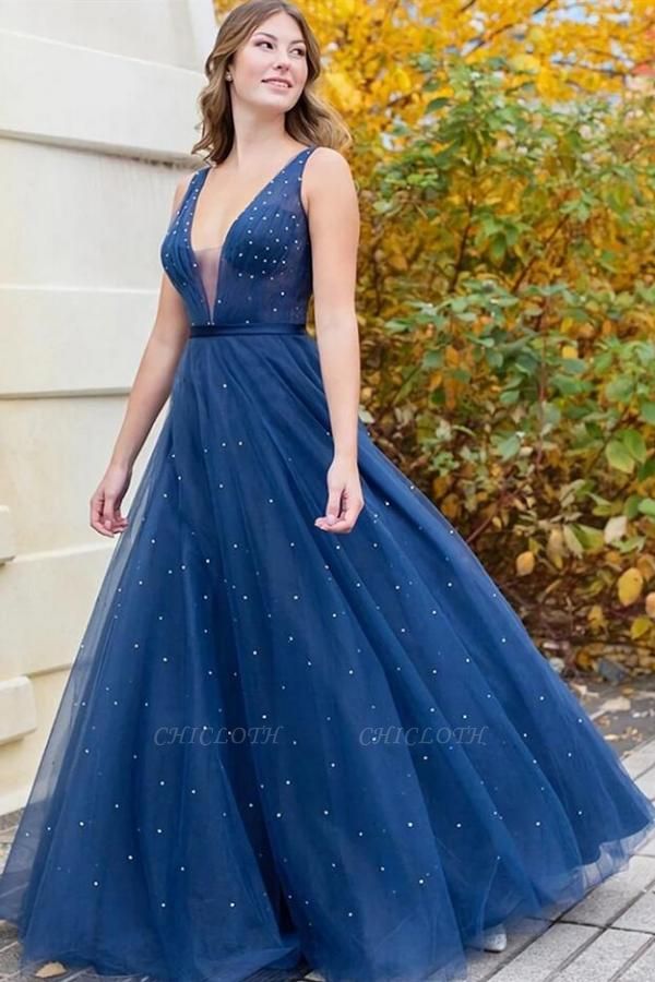 Navy Blue Long Prom Dresses Cheap Evening Gowns