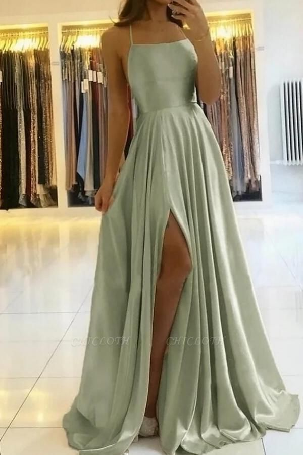 Simple Long Prom Dresses Cheap Sage Evening Gowns