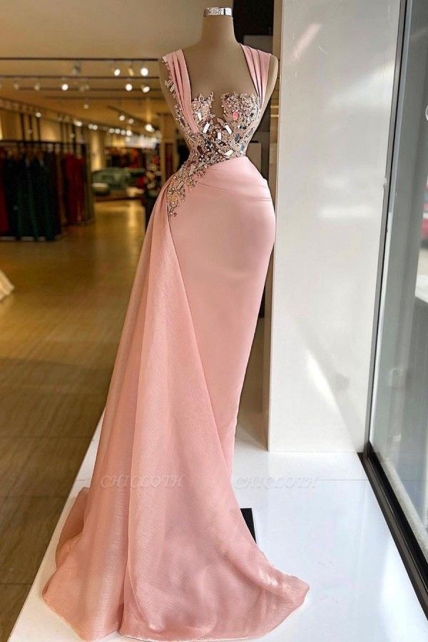 Reaal Mode Pink Long Mermaid Prom Dress Evening Gowns
