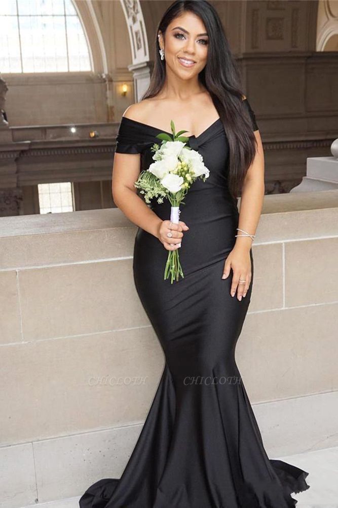 Elegant Black Sleeveless Mermaid Long Prom Dresses