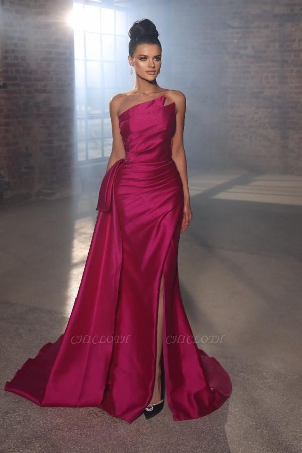 Charming Rosy Strapless Floor-Length Sleeveless Prom Dress with Ruffles