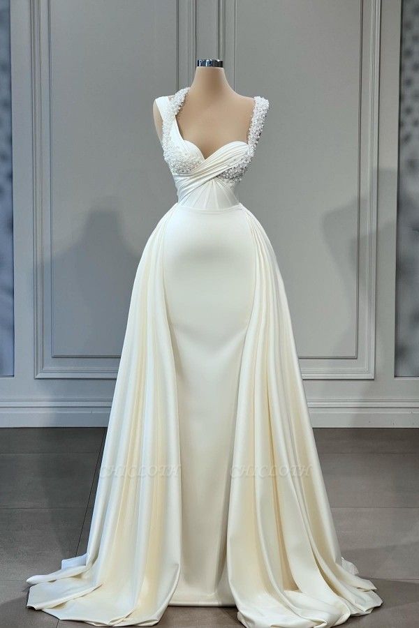 Elegant Asymmetrical Spaghetti Strap Floor Length Sweetheart Prom Dress with Ruffles
