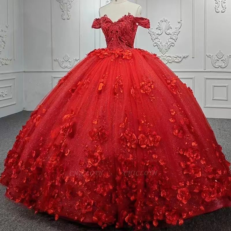 Gorgeous Ruby Strapless Ball Gown Wedding Dress