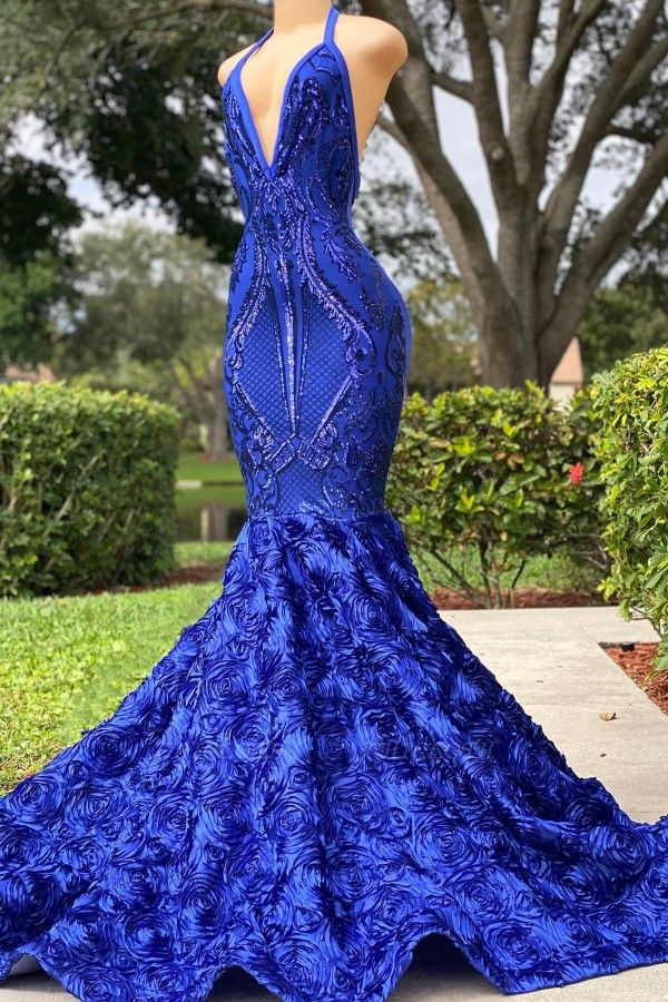 Elegant Halter Floor Length Sleeveless A-line Mermaid Prom Dress