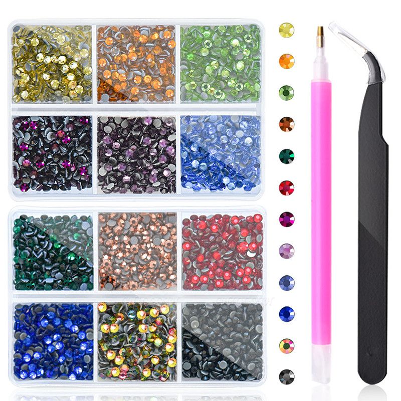 Liiouer 3mm Rhinestones for Crafts, 12 Colors Hotfix Flatback Colorful Resin Rhinestones for Tumblers Face Makeup, Bling Crystal Bulk  Rhinestones for Nails DIY Decoration