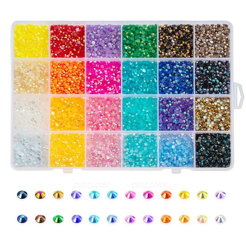 Liiouer 5mm Jelly Rhinestones for Crafts, 24 Colors Non-Hotfix Flatback Colorful Resin Jelly Rhinestones for Tumblers Face Makeup, Bling Crystal Bulk Rainbow Rhinestones for Nails DIY Decoration