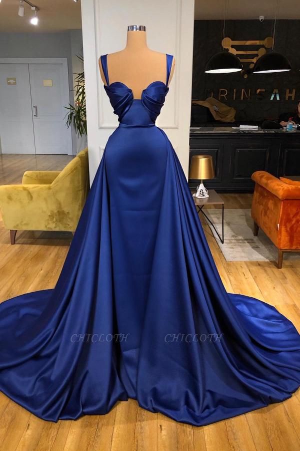 Royal Blue Straps Floor Length A-Line Sleeveless Satin Prom Dress