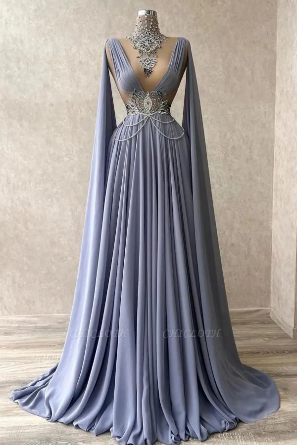 Noble highneck sleeveless aline 100D-chiffen prom dresses beading