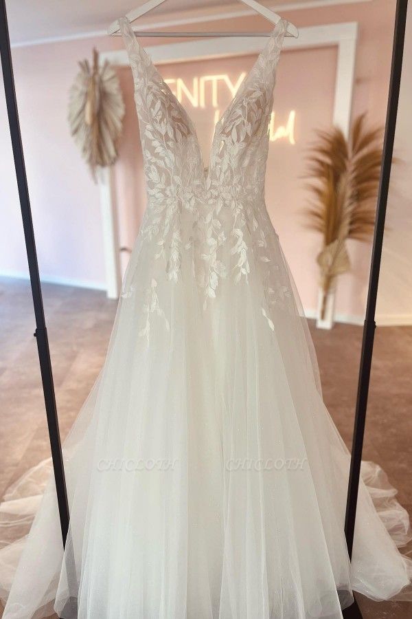 Elegant sweetheart sleeveless aline lace Wedding dresses