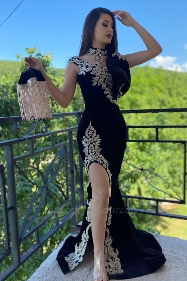 ZY096 Elegant Evening Dresses Long Black | Prom Dresses With Lace