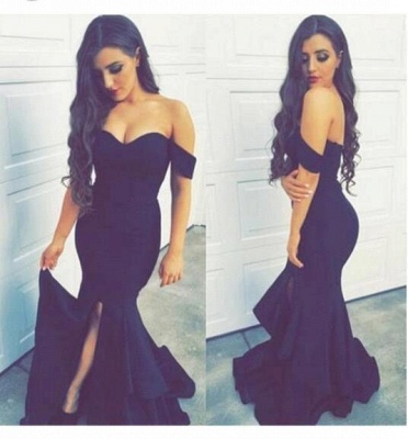 Chicloth New Arrival Off the Shoulder Mermaid Evening Dress Sexy Long Split 2019 Party Dresses_2