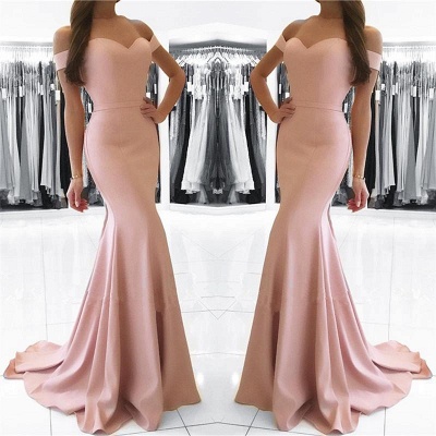 Chicloth Mermaid Pink Off The Shoulder Formal Dress Simpe Elegant Long Evening Dress 2019 FB0082_2