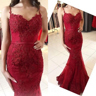Chicloth Red Lace Appliques Prom Dress | 2019 Mermaid Formal Dress_3
