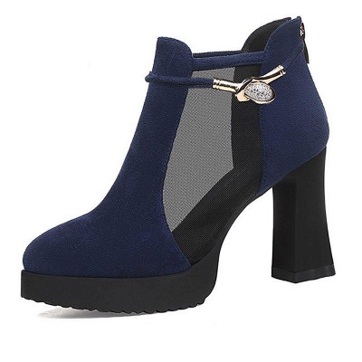 Daily Chunky Heel Buckle Pointed Toe Elegant Boots_6