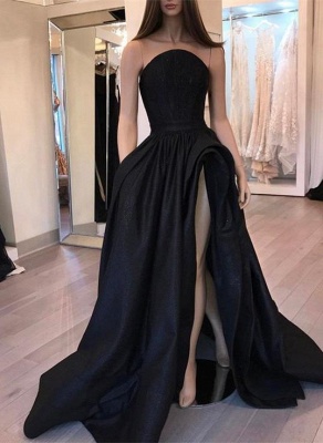 Chicloth Sexy Black Slit Sleeveless Designer Evening Dress_2