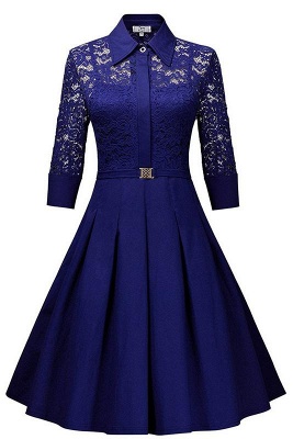 A| Chicloth Women's V-Line Dress Medium Bright Blue_1