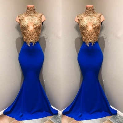Chicloth Royal-blue 2019 Prom Dress, 2019 Lace Appliques Evening Dress RM0_2