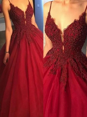 Chicloth Ball Gown Sleeveless Spaghetti Straps Sweep/Brush Train With Applique Tulle Dresses_1