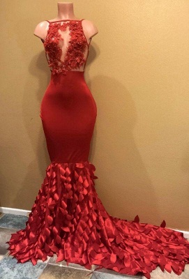 A| Chicloth Gorgeous Red Mermaid Prom Dresses | Sleeveless Appliques Long Evening Gowns_2