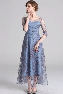 Women Evening Luxury Floral Embroidery Elegant A-line Dress_3