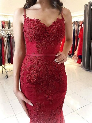 Chicloth Red Lace Appliques Prom Dress | 2019 Mermaid Formal Dress_5