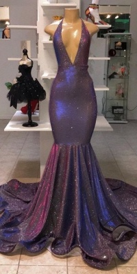 Deep V-Neck Halter Memaiad Sequins Sleeveless Prom Dress BC1320_3