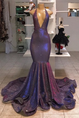 Deep V-Neck Halter Memaiad Sequins Sleeveless Prom Dress BC1320_1
