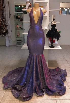 Deep V-Neck Halter Memaiad Sequins Sleeveless Prom Dress BC1320_2