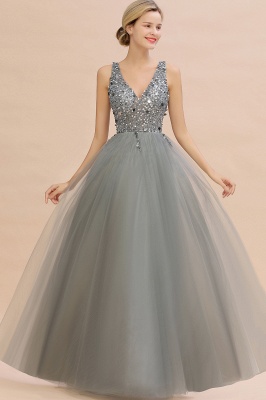 Chicloth Fabulous V-neck Tulle A-line Prom Dress_8