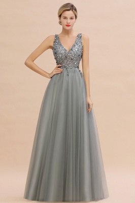 Chicloth Fabulous V-neck Tulle A-line Prom Dress_6