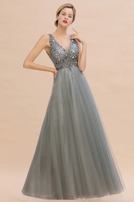 Chicloth Fabulous V-neck Tulle A-line Prom Dress_11