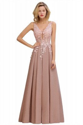 Chicloth Attractive V-neck Lace A-line Evening Dress_11