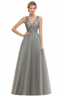 Chicloth Fabulous V-neck Tulle A-line Prom Dress_14