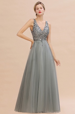 Chicloth Fabulous V-neck Tulle A-line Prom Dress_9