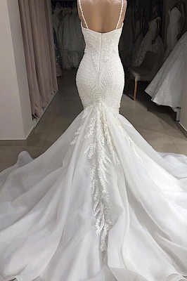Chicloh Spaghetti Strap Appliques Mermaid Wedding Dress_3