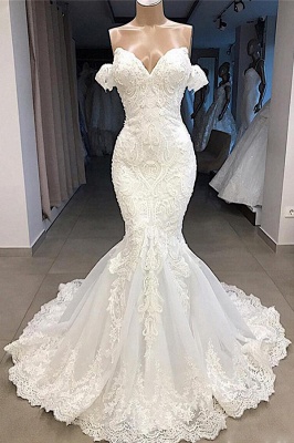 Chicloh Amazing Sweetheart Appliqued Mermaid Wedding Dress_1