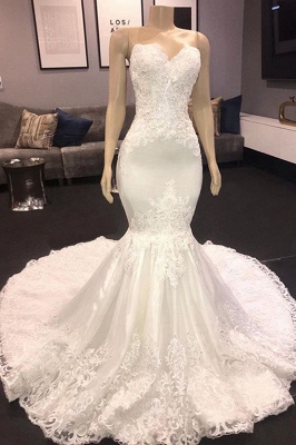 Chicloh Luxury Sweetheart Appliques Mermaid Wedding Dress_1