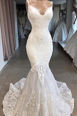 Chicloh Amazing Appliques Tulle Mermaid Wedding Dress_2