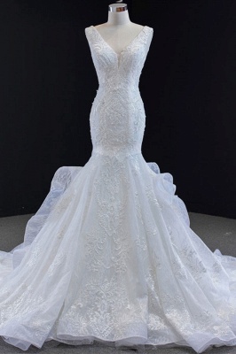 Chicloth Graceful Lace-up Appliqes Mermaid Wedding Dress_2