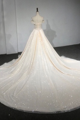Chicloth Luxur Off Shoulder Sparkle A-line Wedding Dress_3