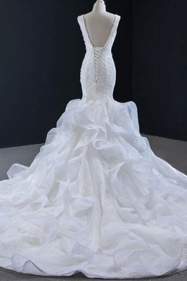 Chicloth Graceful Lace-up Appliqes Mermaid Wedding Dress_3