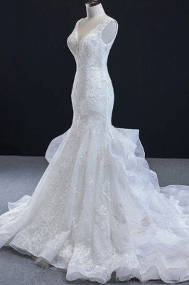 Chicloth Graceful Lace-up Appliqes Mermaid Wedding Dress_4